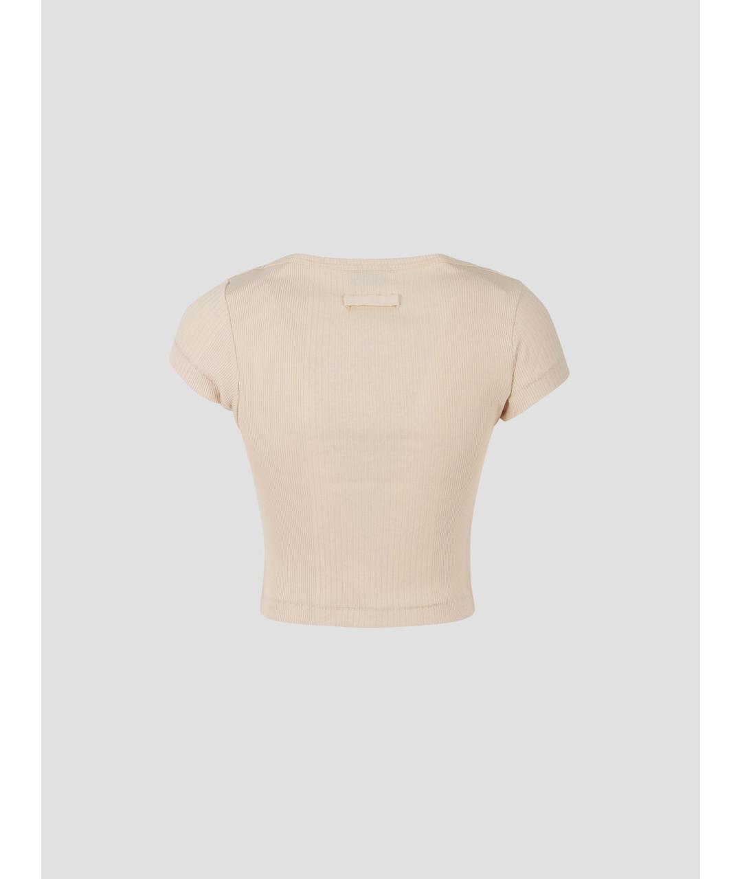 JEAN PAUL GAULTIER Бежевая хлопковая футболка, фото 2