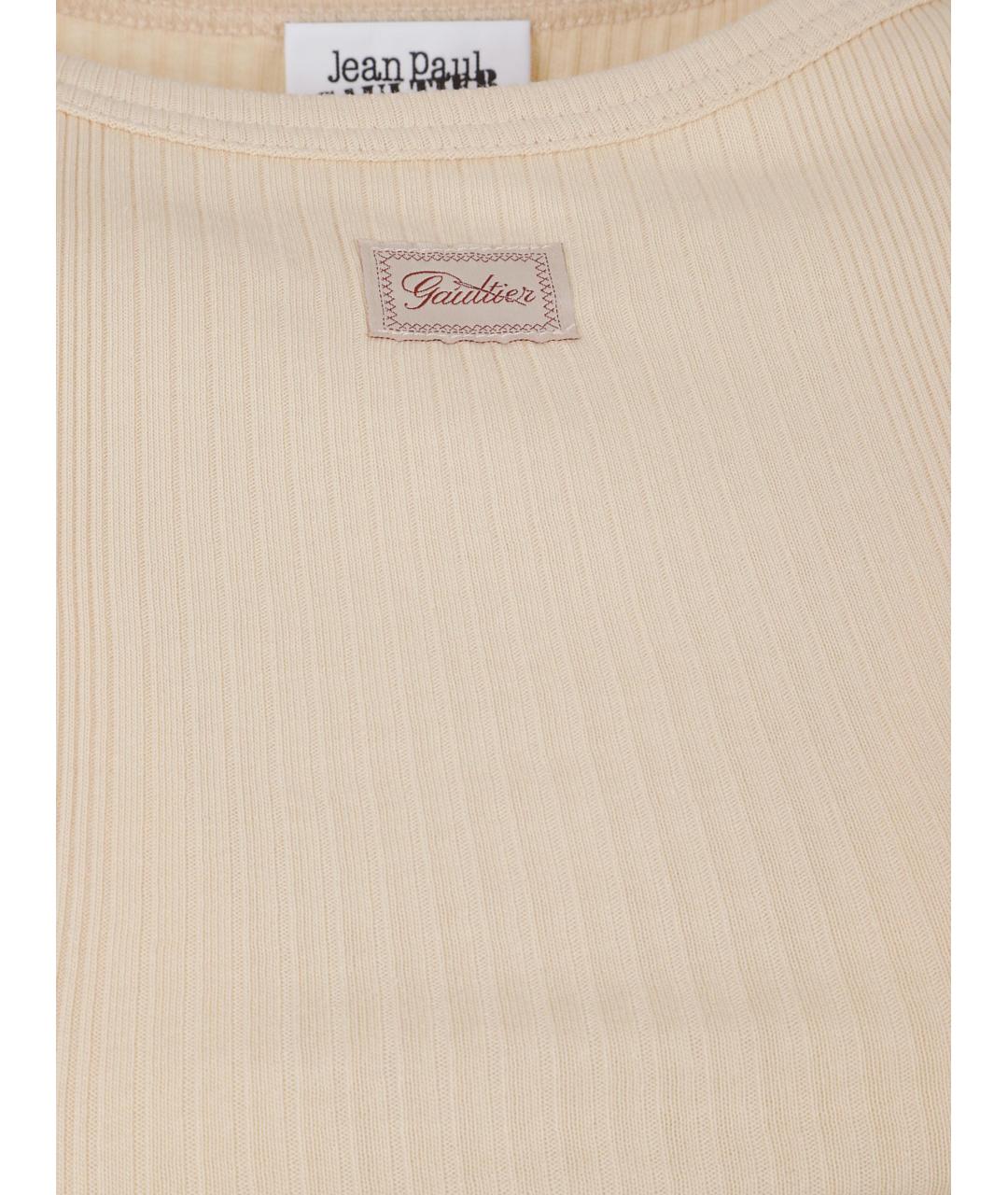 JEAN PAUL GAULTIER Бежевая хлопковая футболка, фото 3