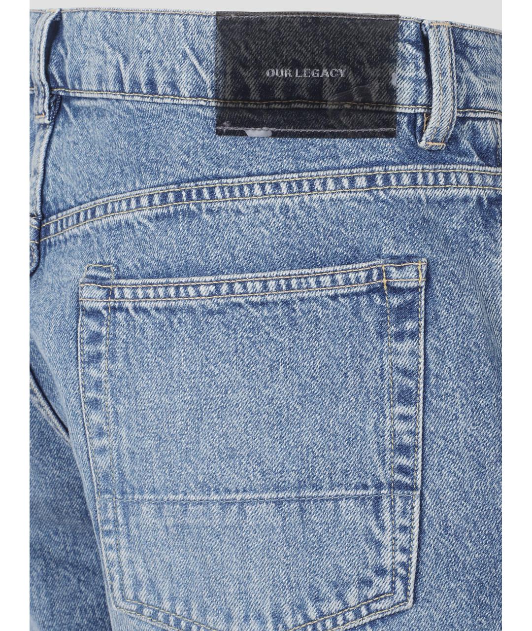 OUR LEGACY Синие хлопковые прямые джинсы, фото 3