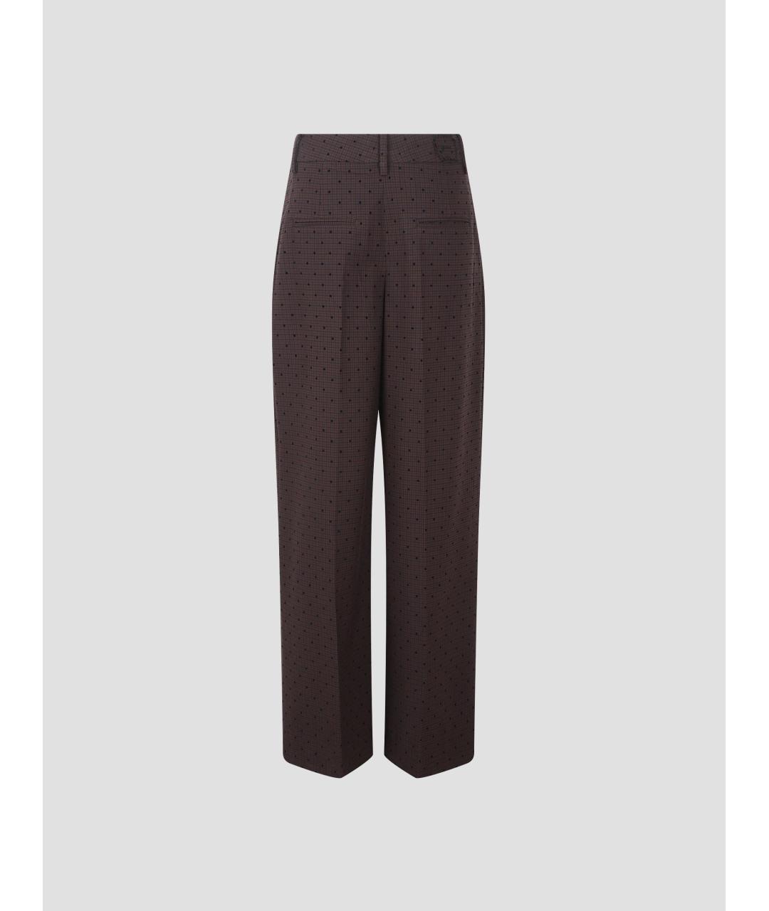 GANNI Коричневые полиэстеровые прямые брюки, фото 2