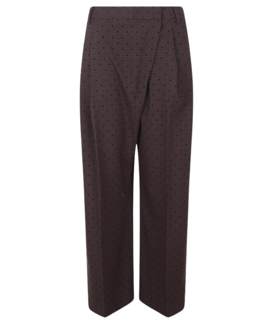GANNI Коричневые полиэстеровые прямые брюки, фото 1