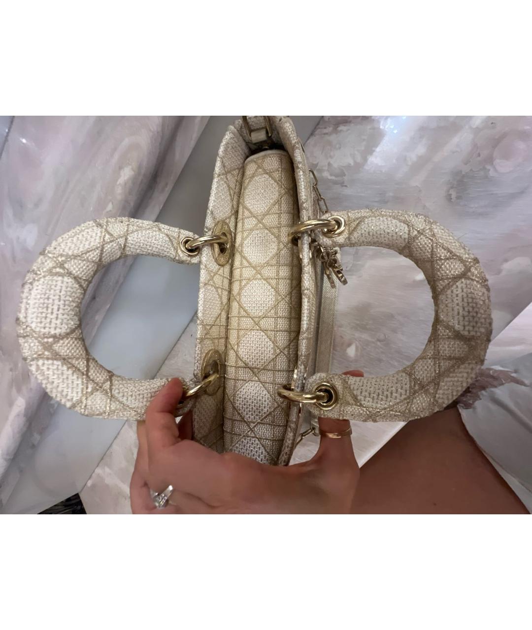 CHRISTIAN DIOR Бежевая жаккардовая сумка с короткими ручками, фото 5