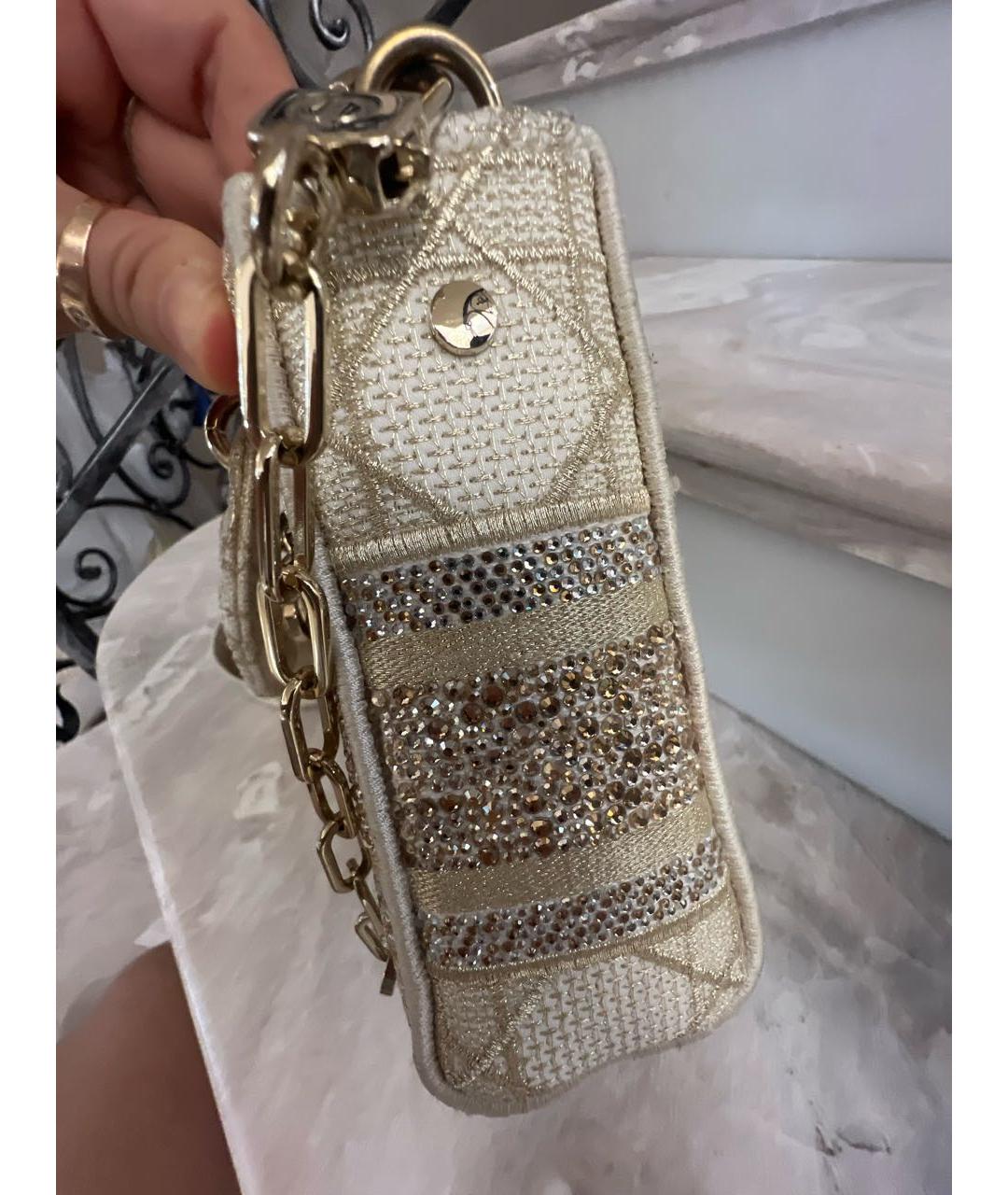 CHRISTIAN DIOR Бежевая жаккардовая сумка с короткими ручками, фото 6