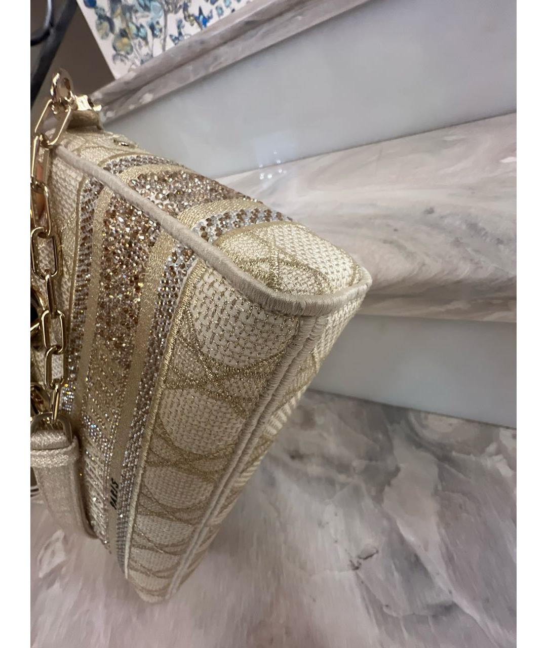 CHRISTIAN DIOR Бежевая жаккардовая сумка с короткими ручками, фото 7
