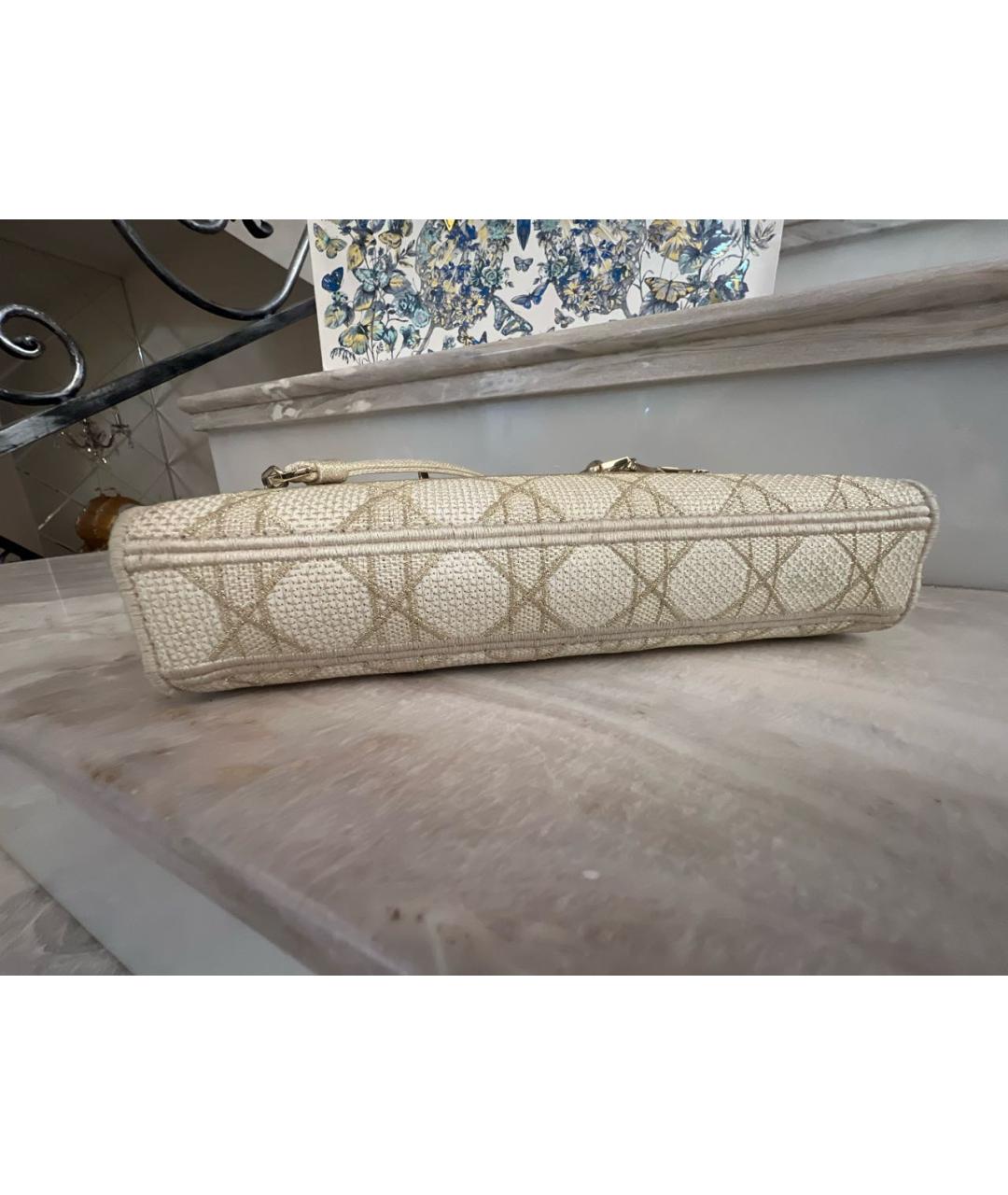 CHRISTIAN DIOR Бежевая жаккардовая сумка с короткими ручками, фото 3