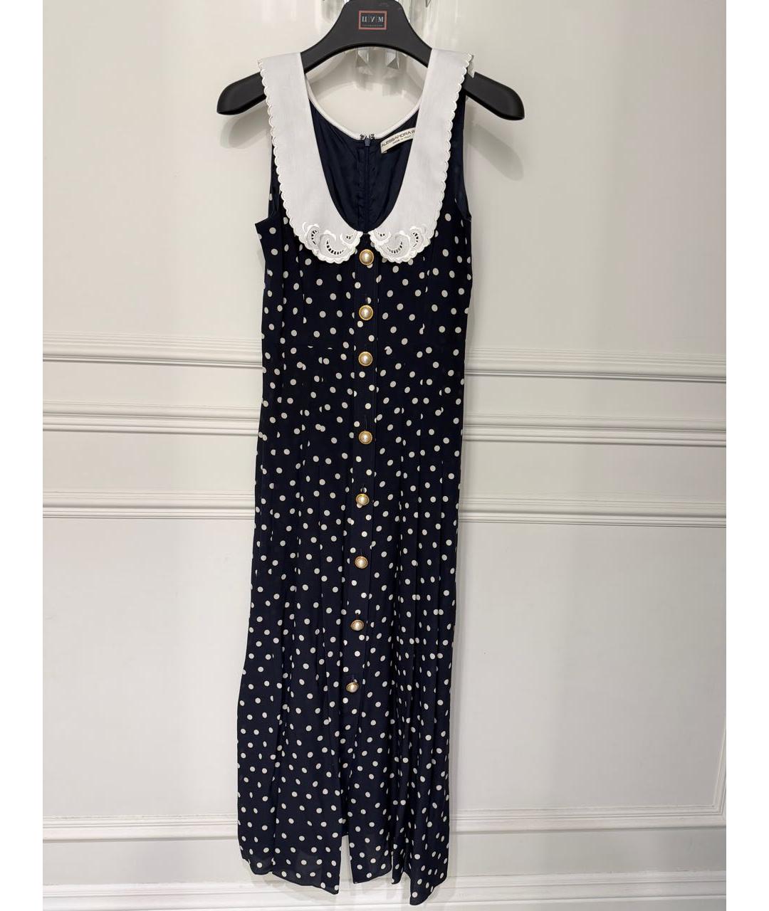 ALESSANDRA RICH Темно-синее шелковое вечернее платье, фото 2