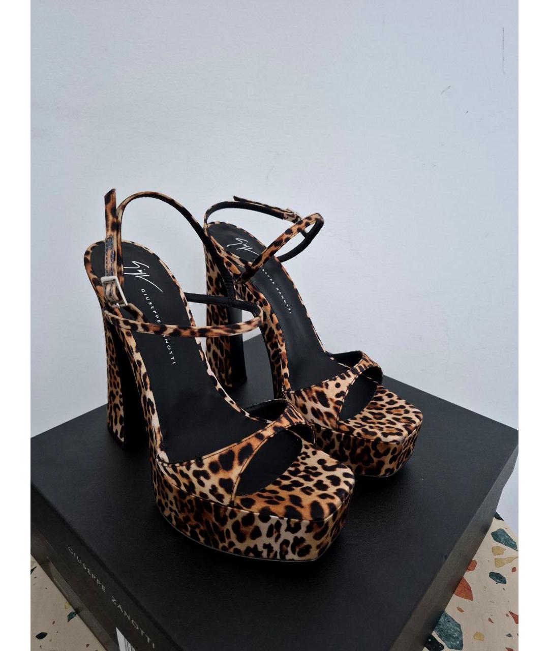 GIUSEPPE ZANOTTI DESIGN Коричневые текстильные босоножки, фото 2