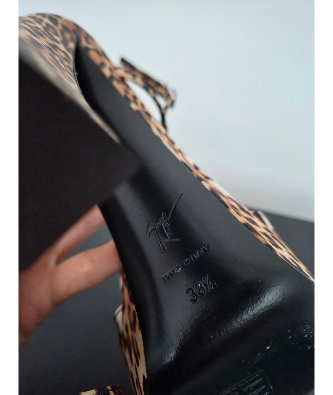 GIUSEPPE ZANOTTI DESIGN Коричневые текстильные босоножки, фото 5