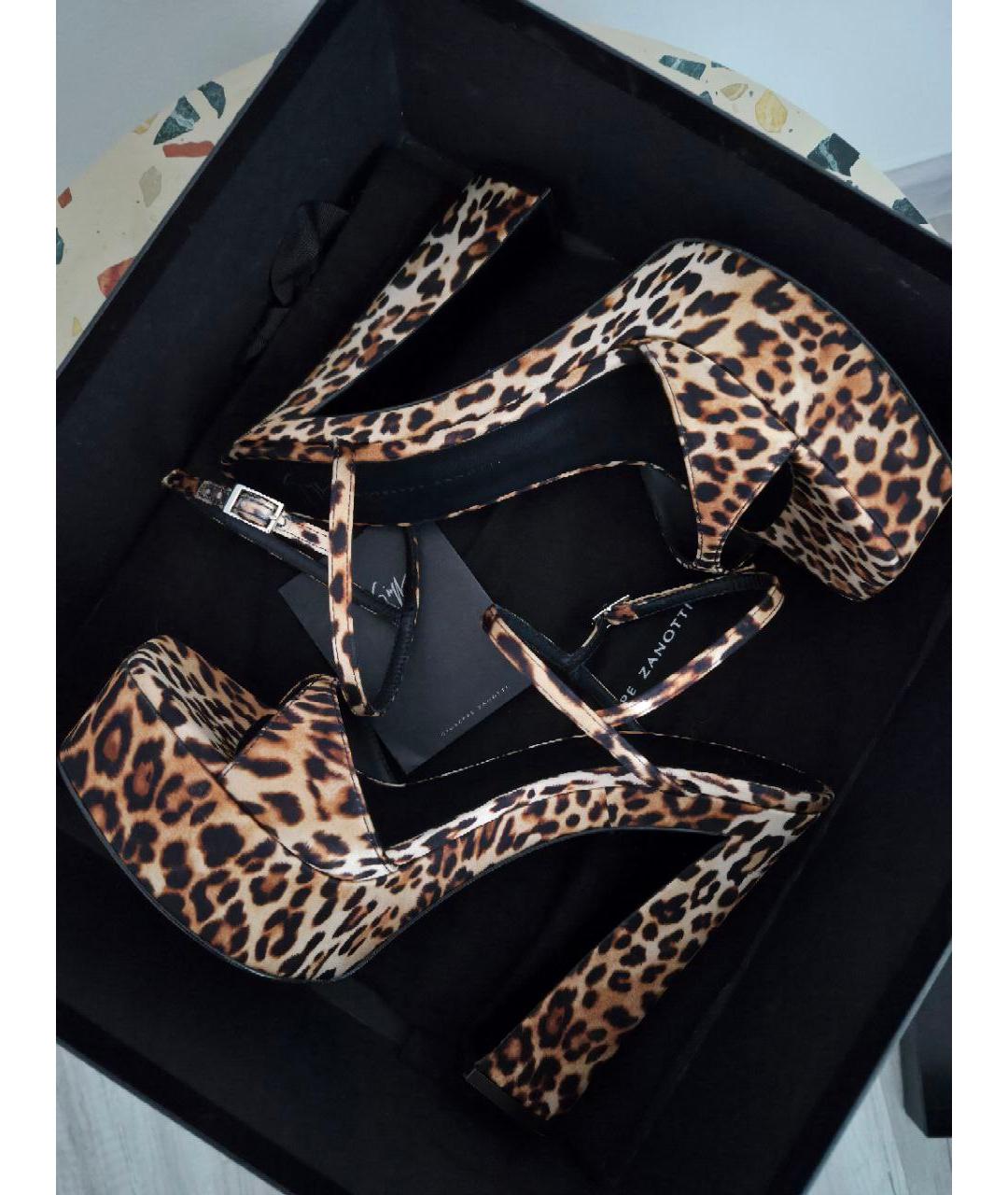 GIUSEPPE ZANOTTI DESIGN Коричневые текстильные босоножки, фото 8