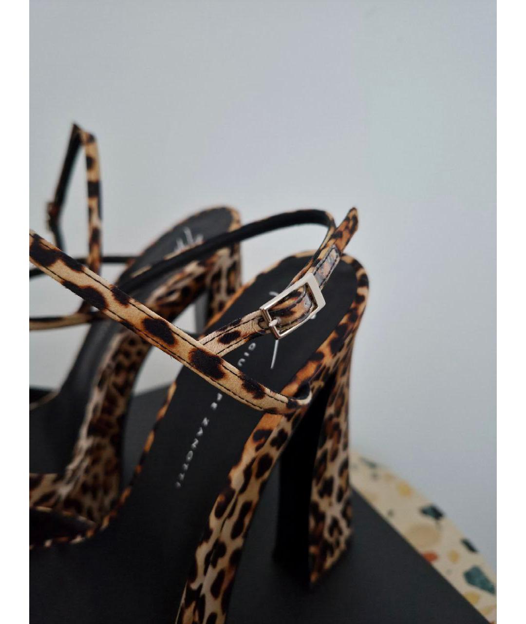 GIUSEPPE ZANOTTI DESIGN Коричневые текстильные босоножки, фото 3