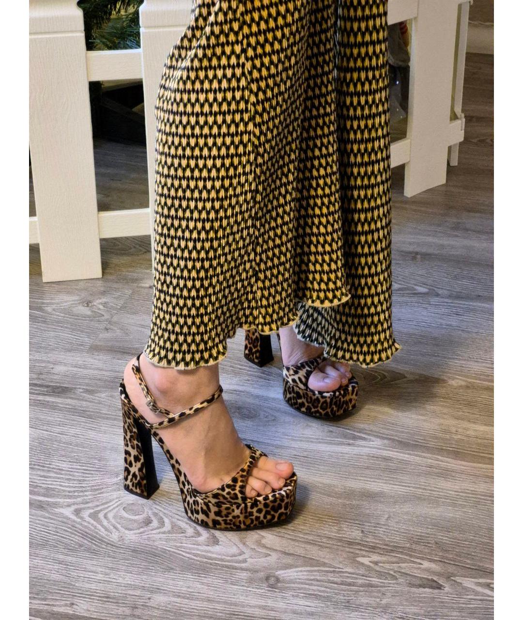 GIUSEPPE ZANOTTI DESIGN Коричневые текстильные босоножки, фото 6