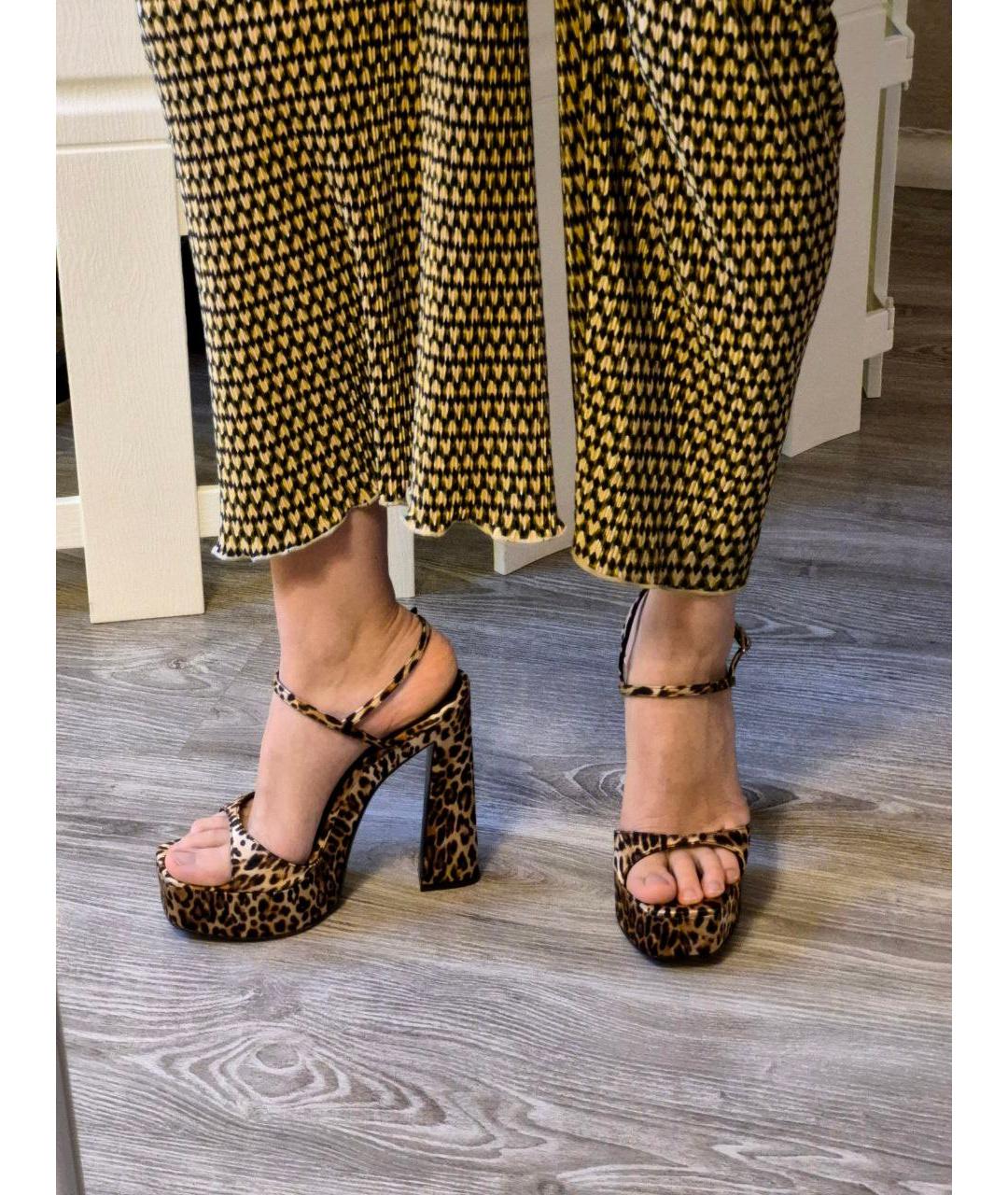 GIUSEPPE ZANOTTI DESIGN Коричневые текстильные босоножки, фото 7