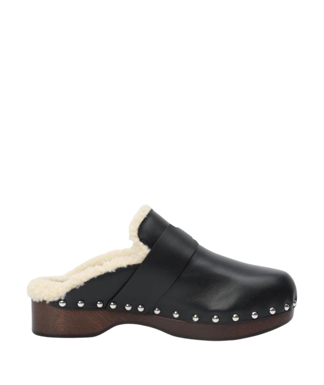 HERMES Черные кожаные сабо, фото 1