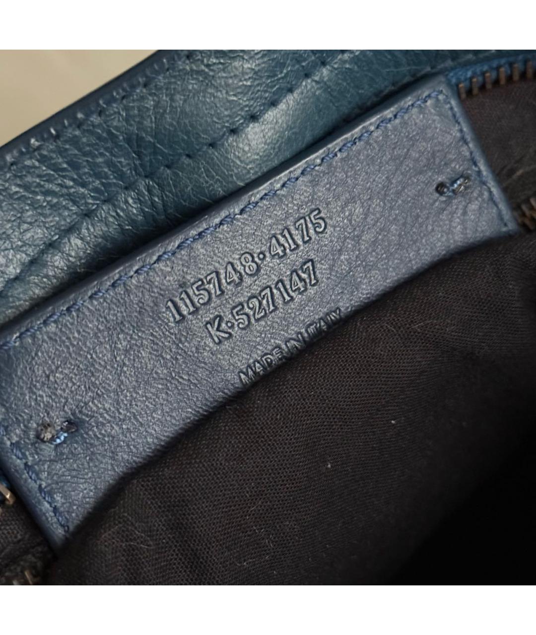 BALENCIAGA Темно-синяя кожаная сумка с короткими ручками, фото 6