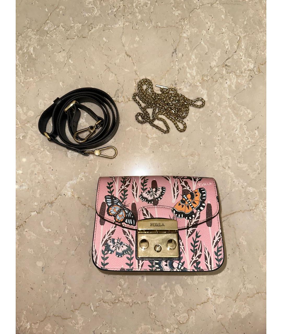 FURLA Розовая кожаная сумка через плечо, фото 2