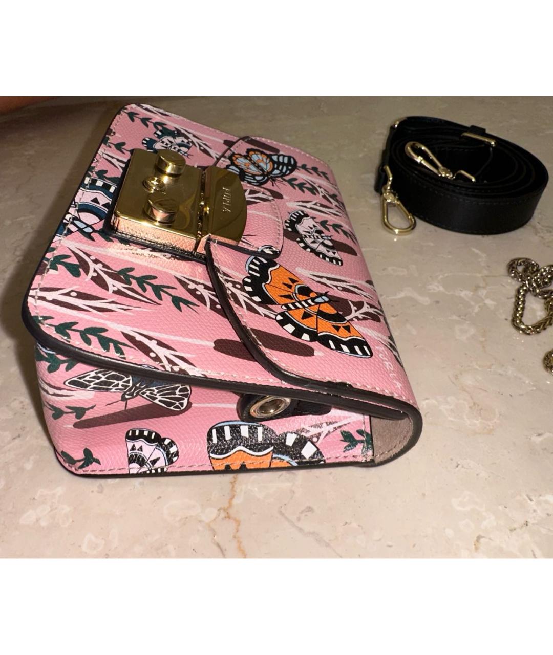 FURLA Розовая кожаная сумка через плечо, фото 3