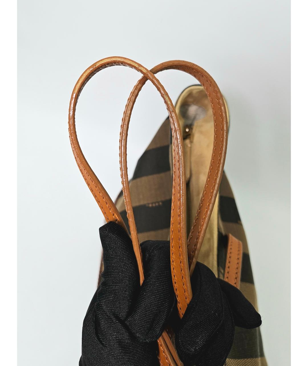 FENDI Коричневая кожаная сумка через плечо, фото 4