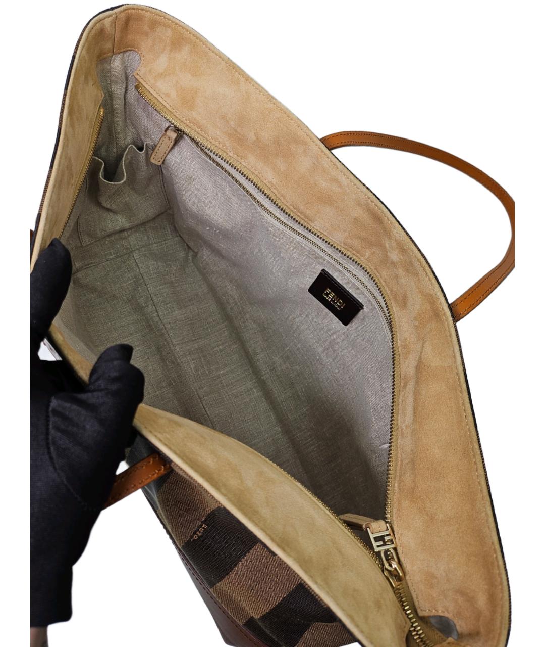 FENDI Коричневая кожаная сумка через плечо, фото 9