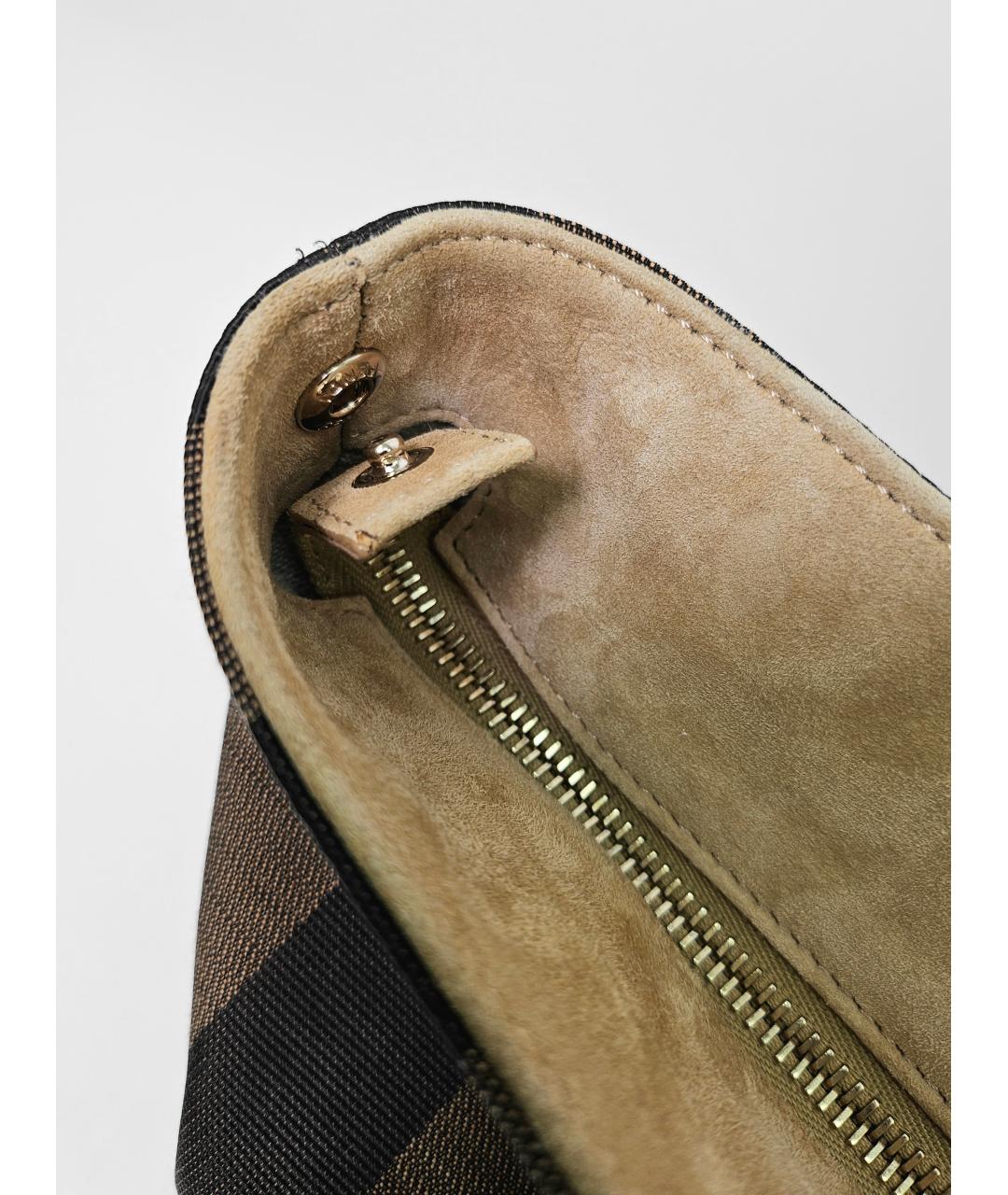 FENDI Коричневая кожаная сумка через плечо, фото 7