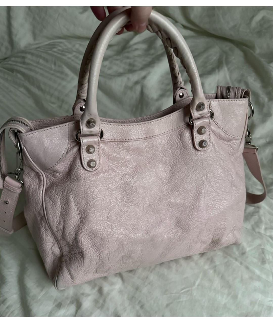 BALENCIAGA Розовая кожаная сумка тоут, фото 2