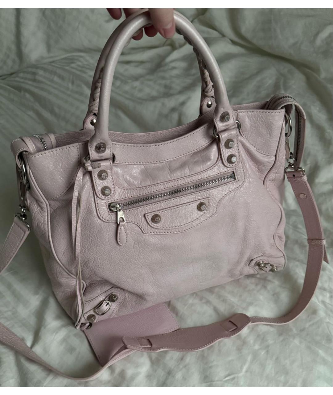 BALENCIAGA Розовая кожаная сумка тоут, фото 7
