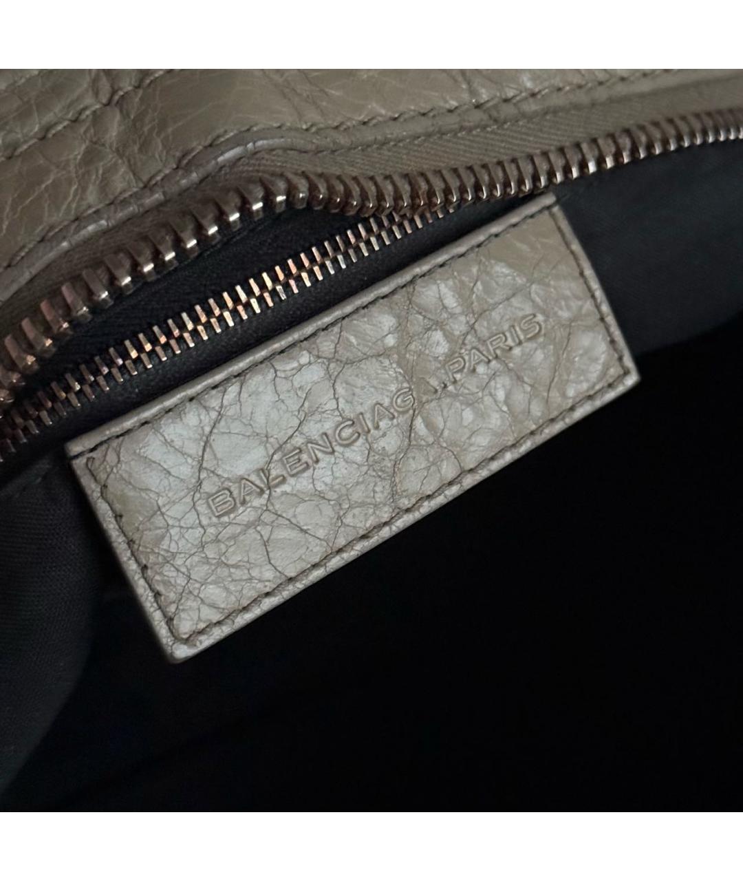 BALENCIAGA Бежевая кожаная сумка с короткими ручками, фото 5