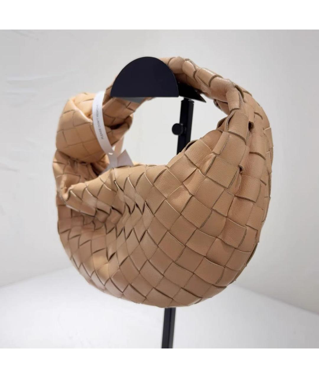 BOTTEGA VENETA Бежевая кожаная сумка с короткими ручками, фото 4
