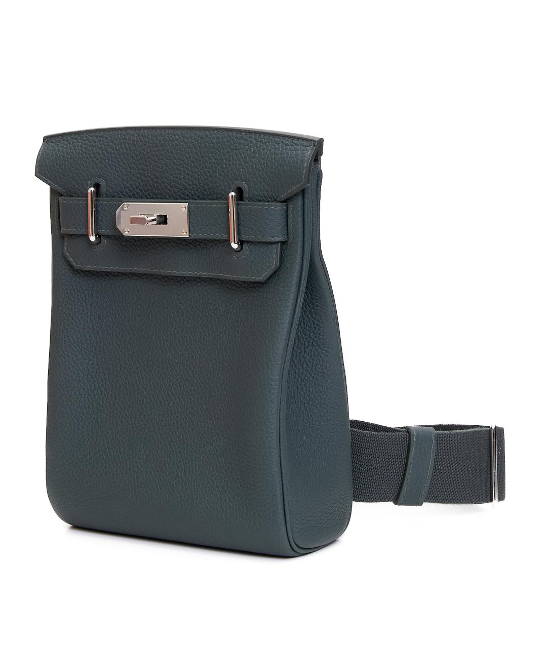 HERMES Темно-синяя кожаная сумка на плечо, фото 2