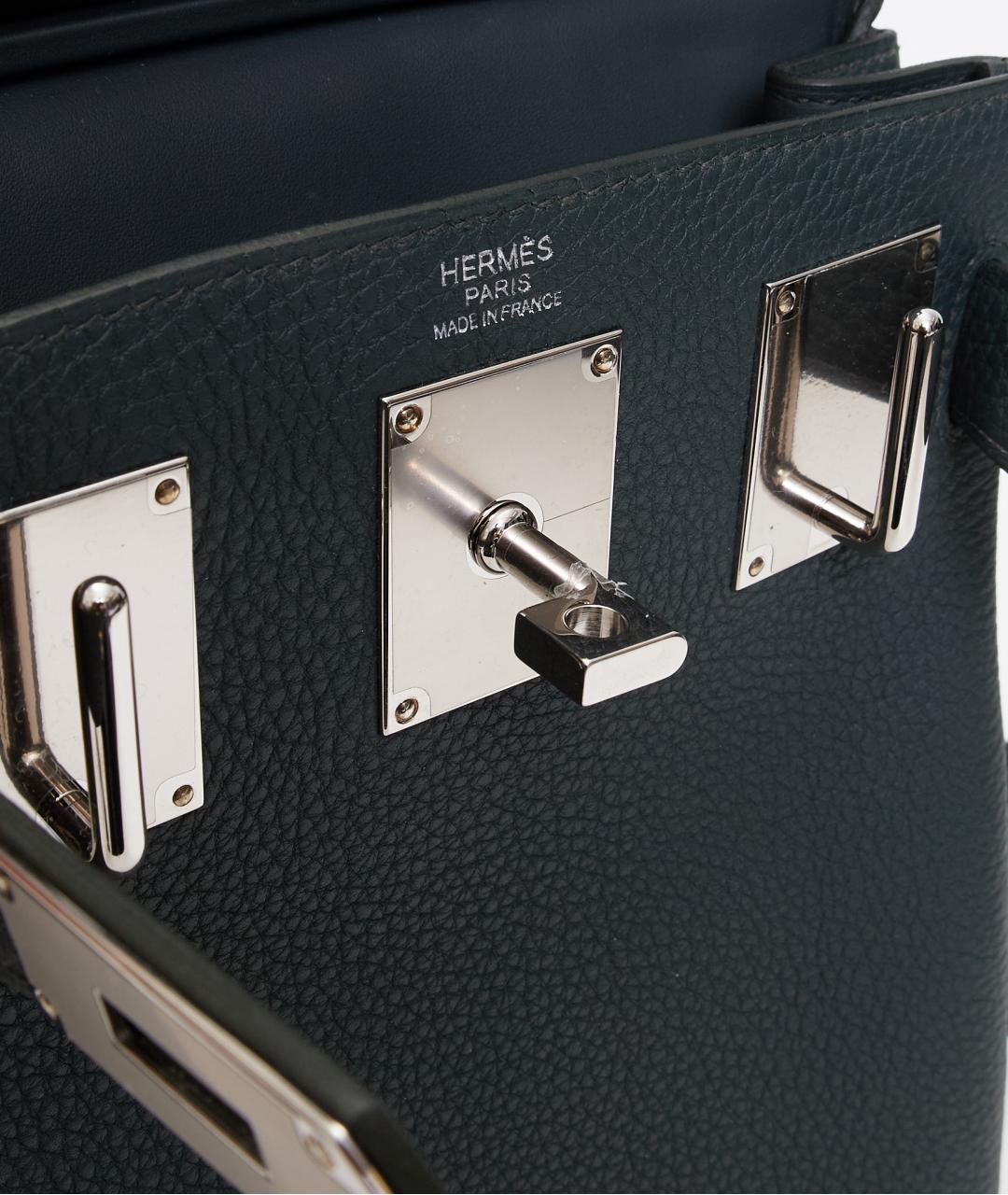 HERMES Темно-синяя кожаная сумка на плечо, фото 5