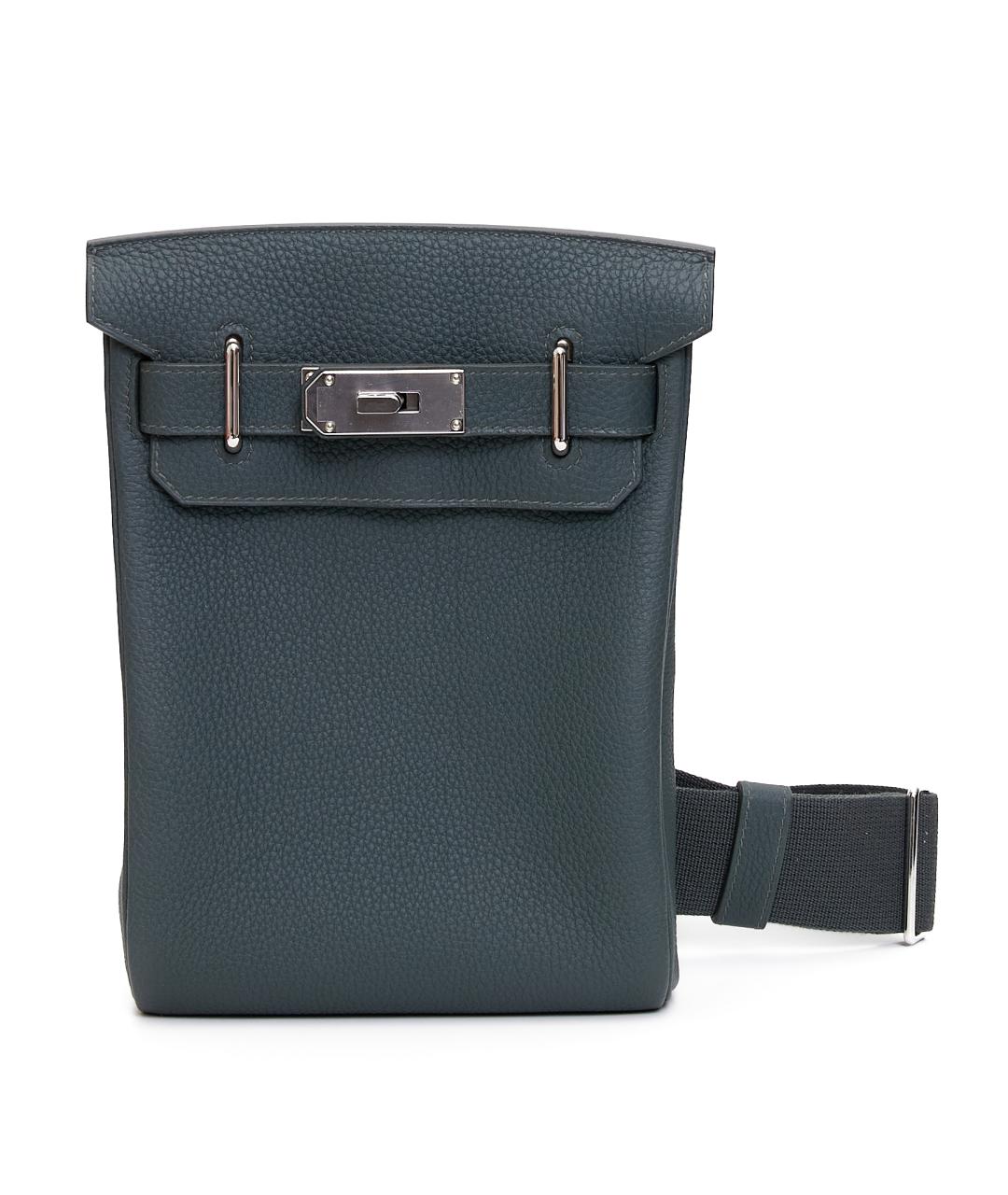 HERMES Темно-синяя кожаная сумка на плечо, фото 1