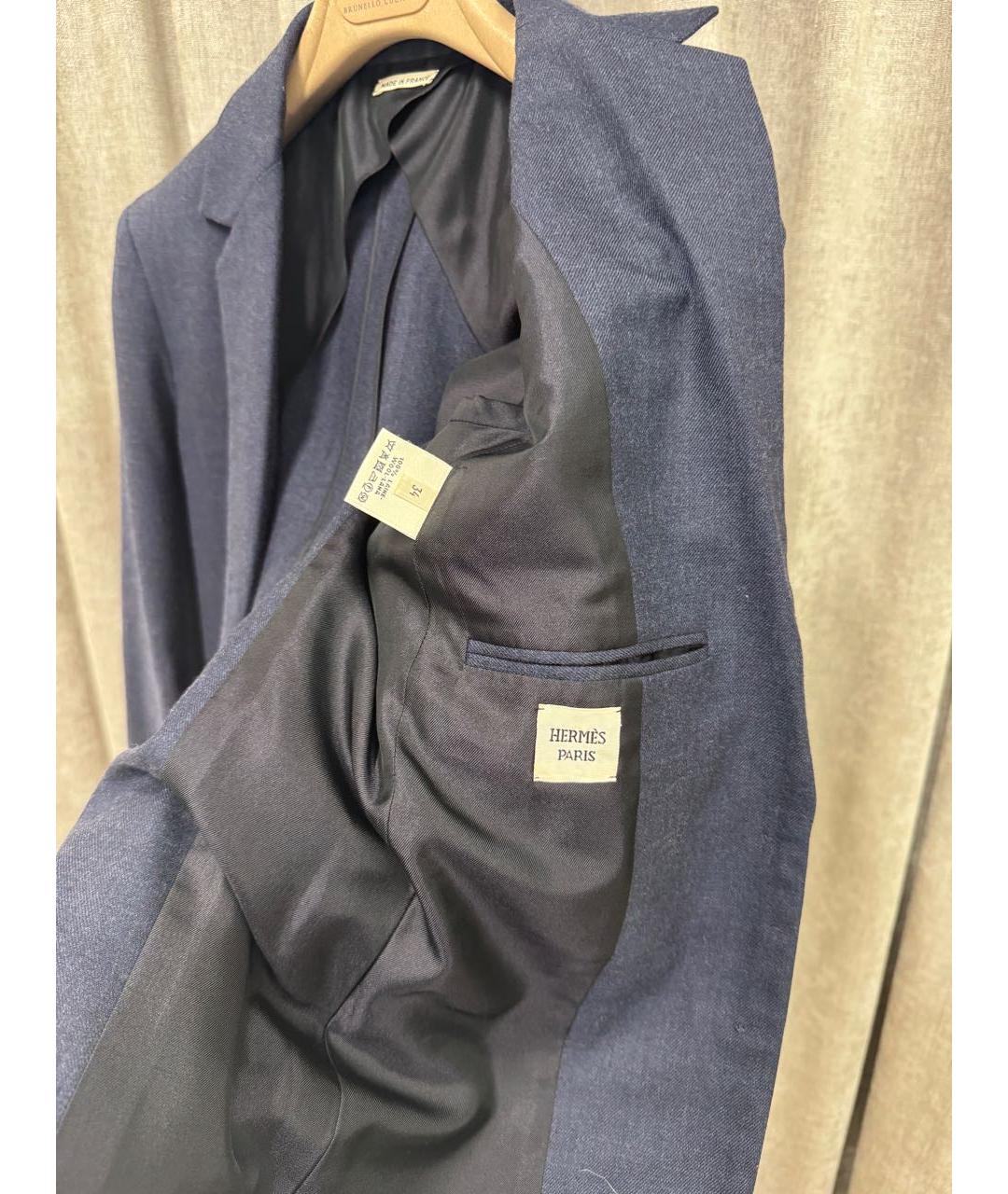 HERMES Синий шерстяной жакет/пиджак, фото 3