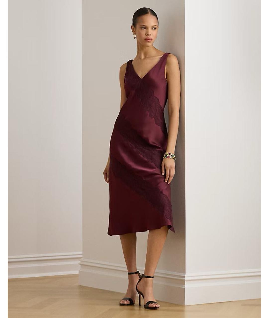 RALPH LAUREN Бордовое коктейльное платье, фото 2