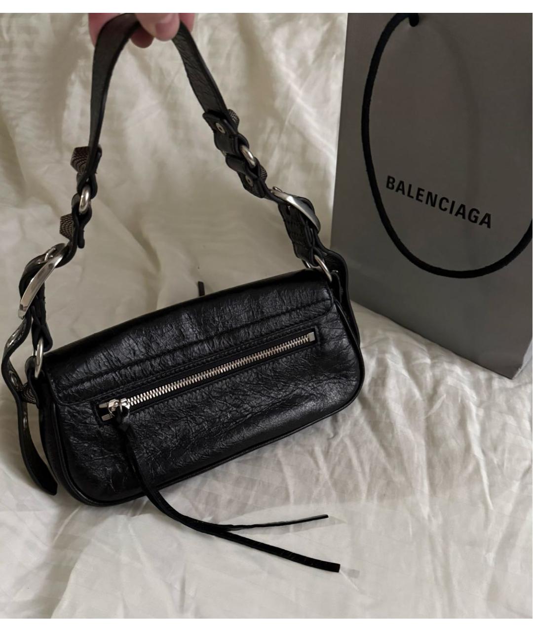 BALENCIAGA Черная кожаная сумка с короткими ручками, фото 2