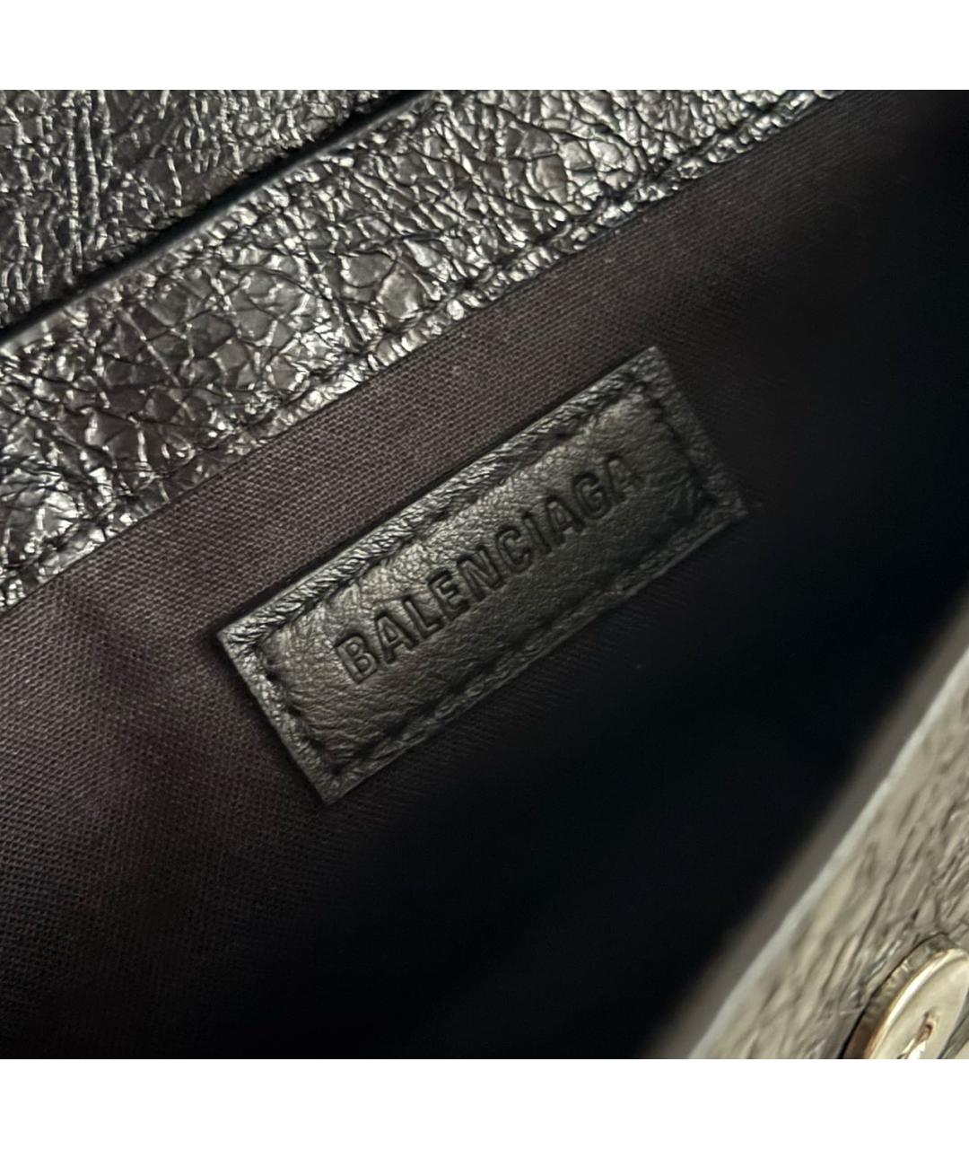 BALENCIAGA Черная кожаная сумка с короткими ручками, фото 3