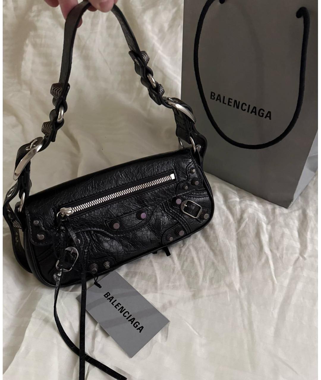 BALENCIAGA Черная кожаная сумка с короткими ручками, фото 5