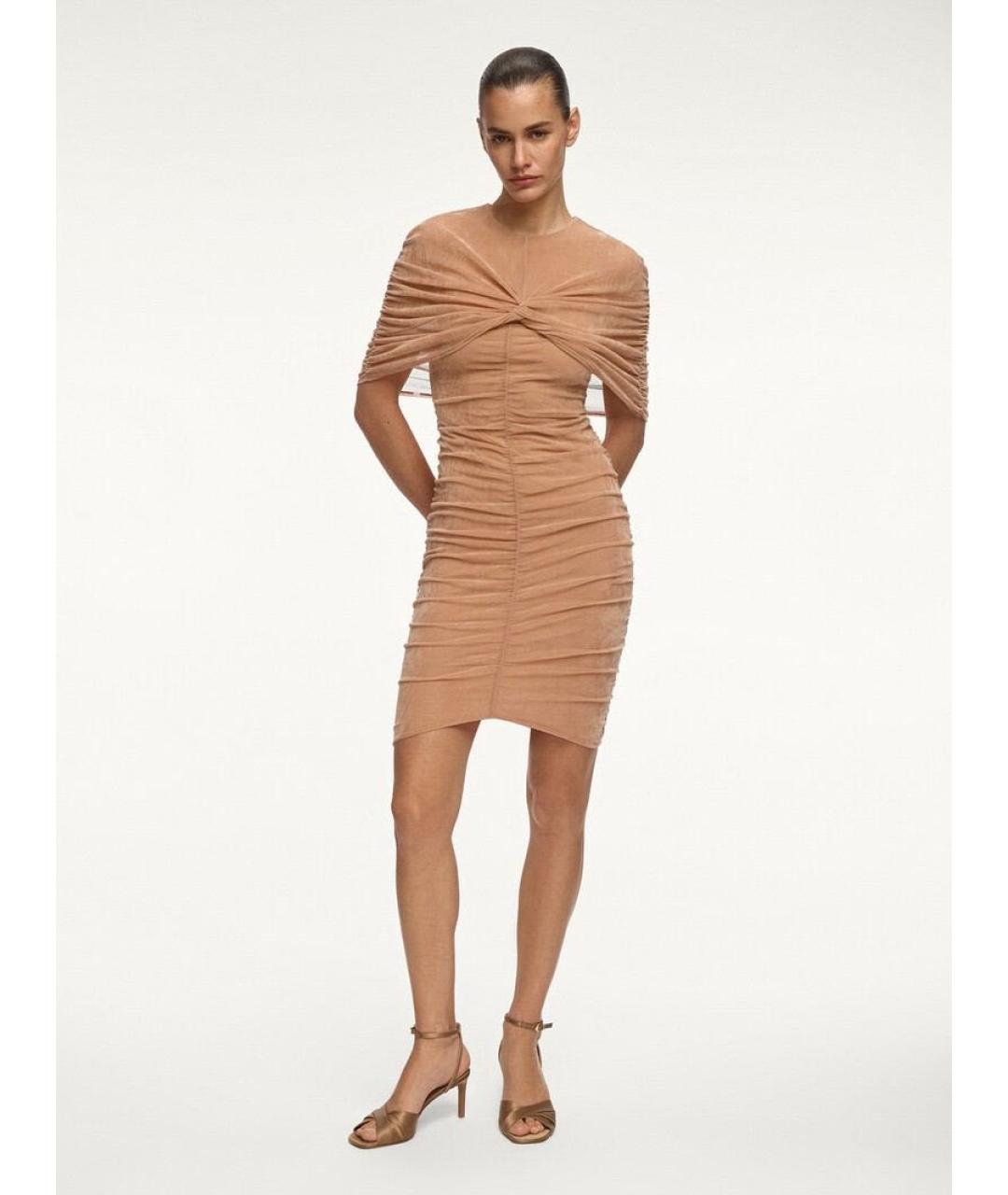 12 STOREEZ Бежевое вискозное коктейльное платье, фото 2