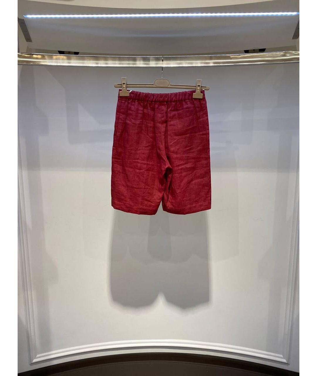 LORO PIANA Бордовые льняные шорты, фото 2