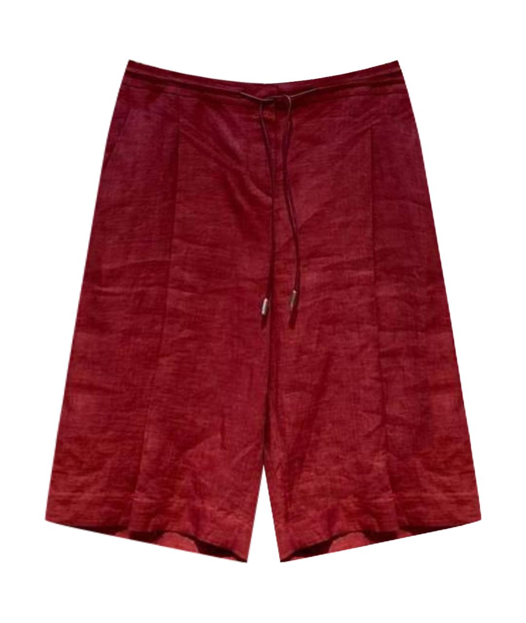 LORO PIANA Бордовые льняные шорты, фото 1
