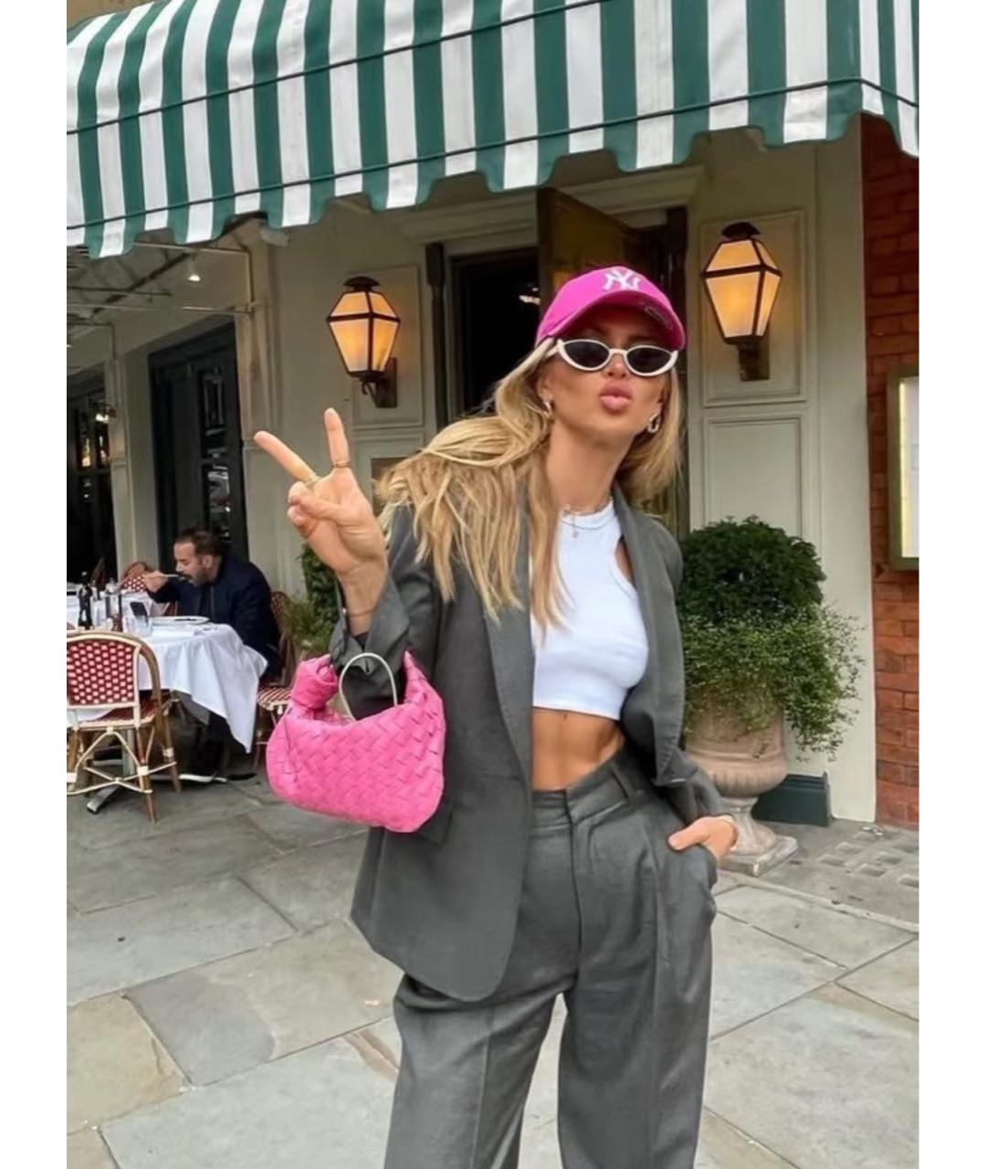 BOTTEGA VENETA Розовая кожаная сумка с короткими ручками, фото 6