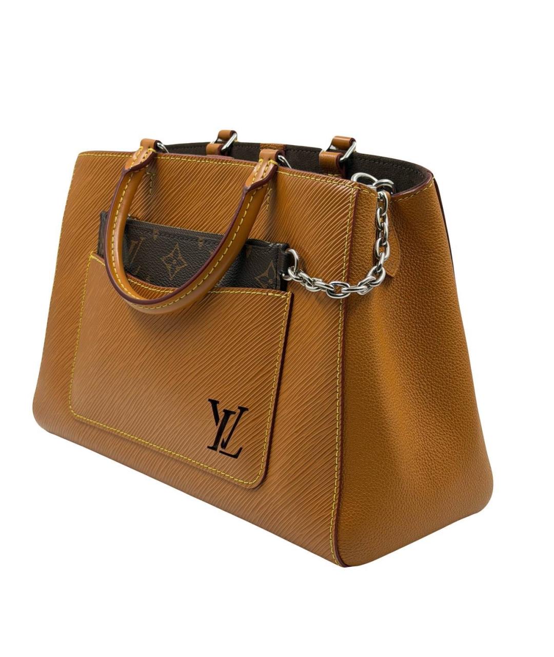 LOUIS VUITTON Коричневая кожаная сумка с короткими ручками, фото 2