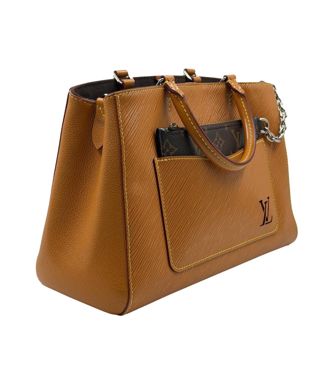 LOUIS VUITTON Коричневая кожаная сумка с короткими ручками, фото 4