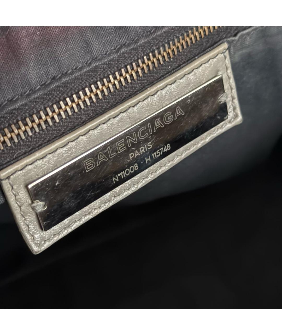 BALENCIAGA Антрацитовая кожаная сумка с короткими ручками, фото 5