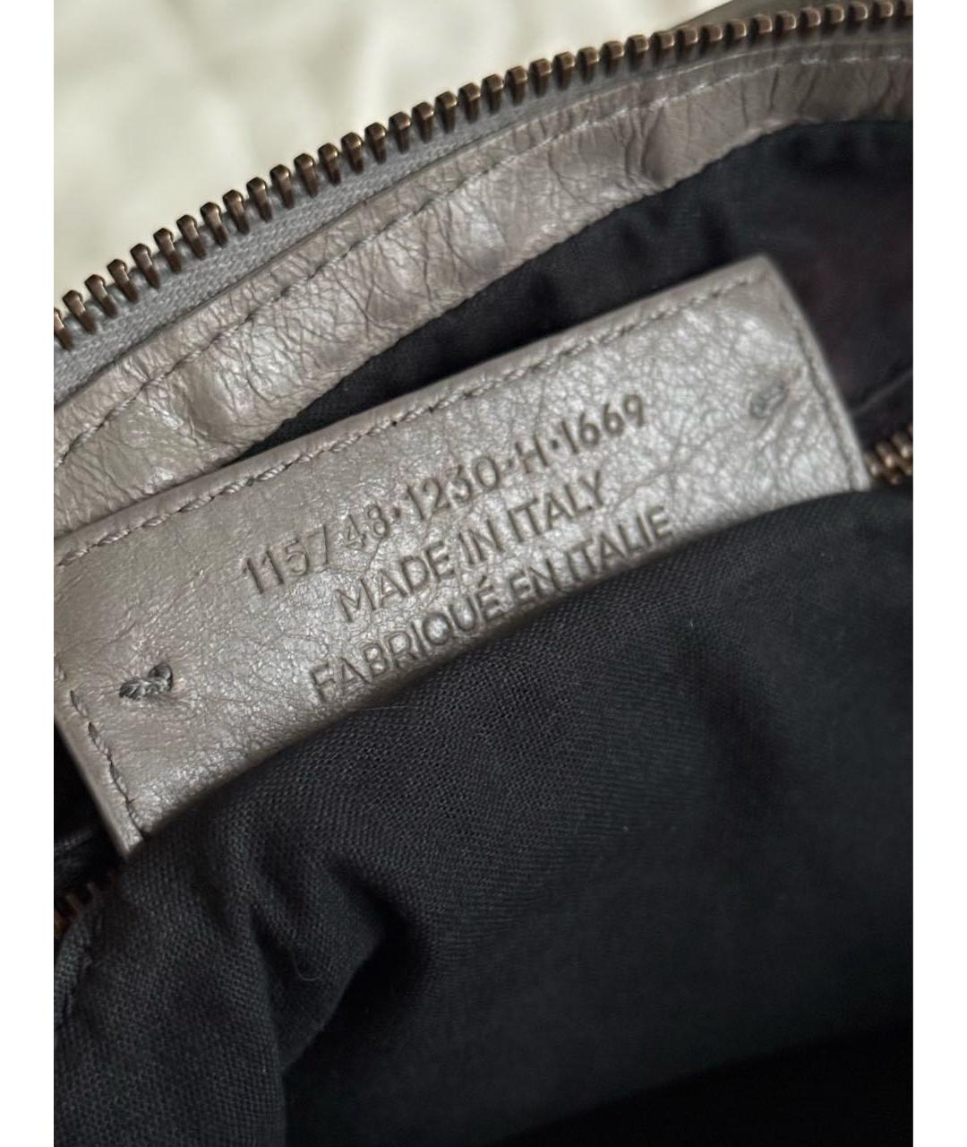 BALENCIAGA Антрацитовая кожаная сумка с короткими ручками, фото 6