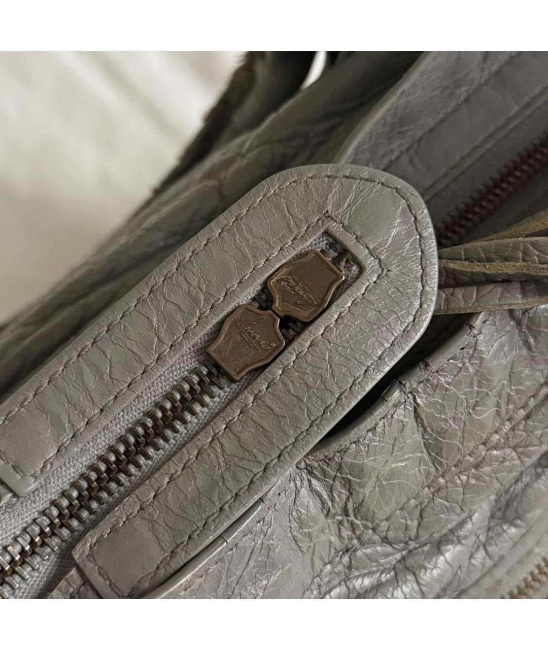 BALENCIAGA Антрацитовая кожаная сумка с короткими ручками, фото 4