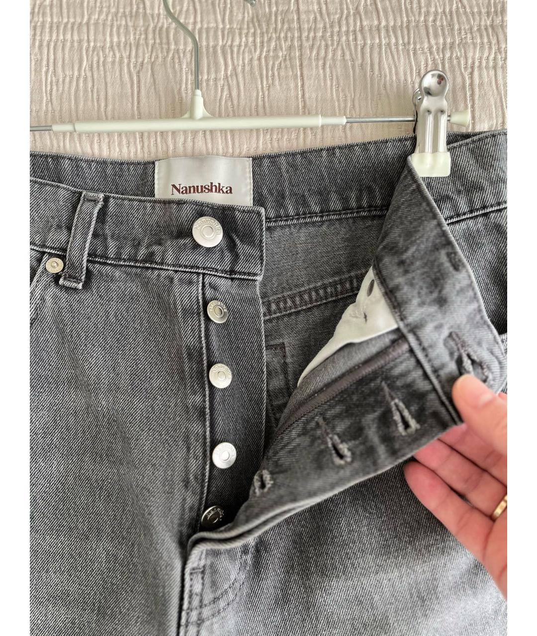 NANUSHKA Серые хлопковые прямые джинсы, фото 5