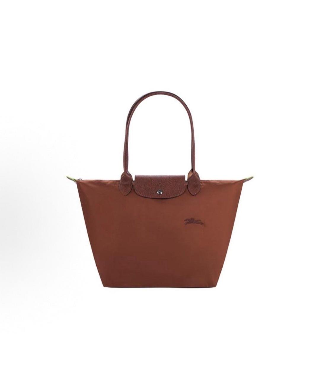 LONGCHAMP Коричневая кожаная сумка с короткими ручками, фото 3