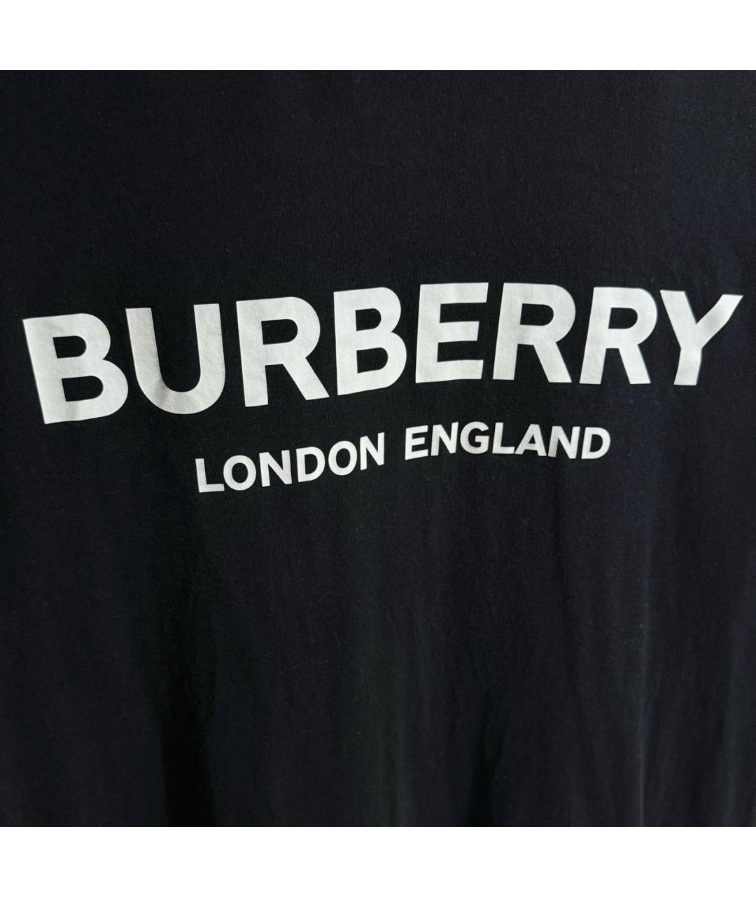 BURBERRY Черная хлопковая футболка, фото 2