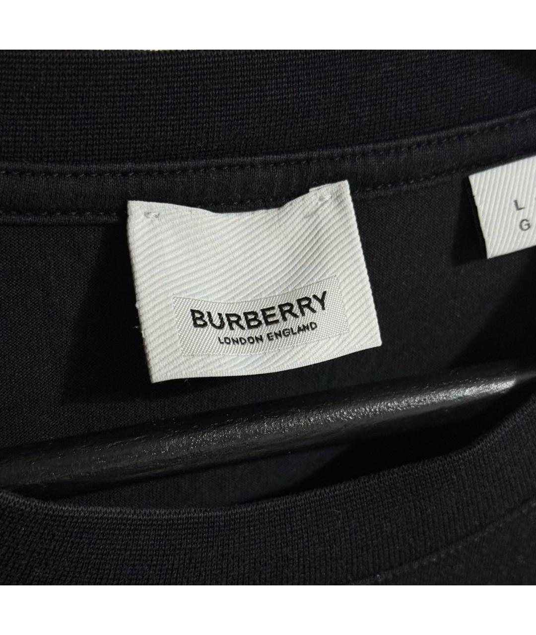 BURBERRY Черная хлопковая футболка, фото 3