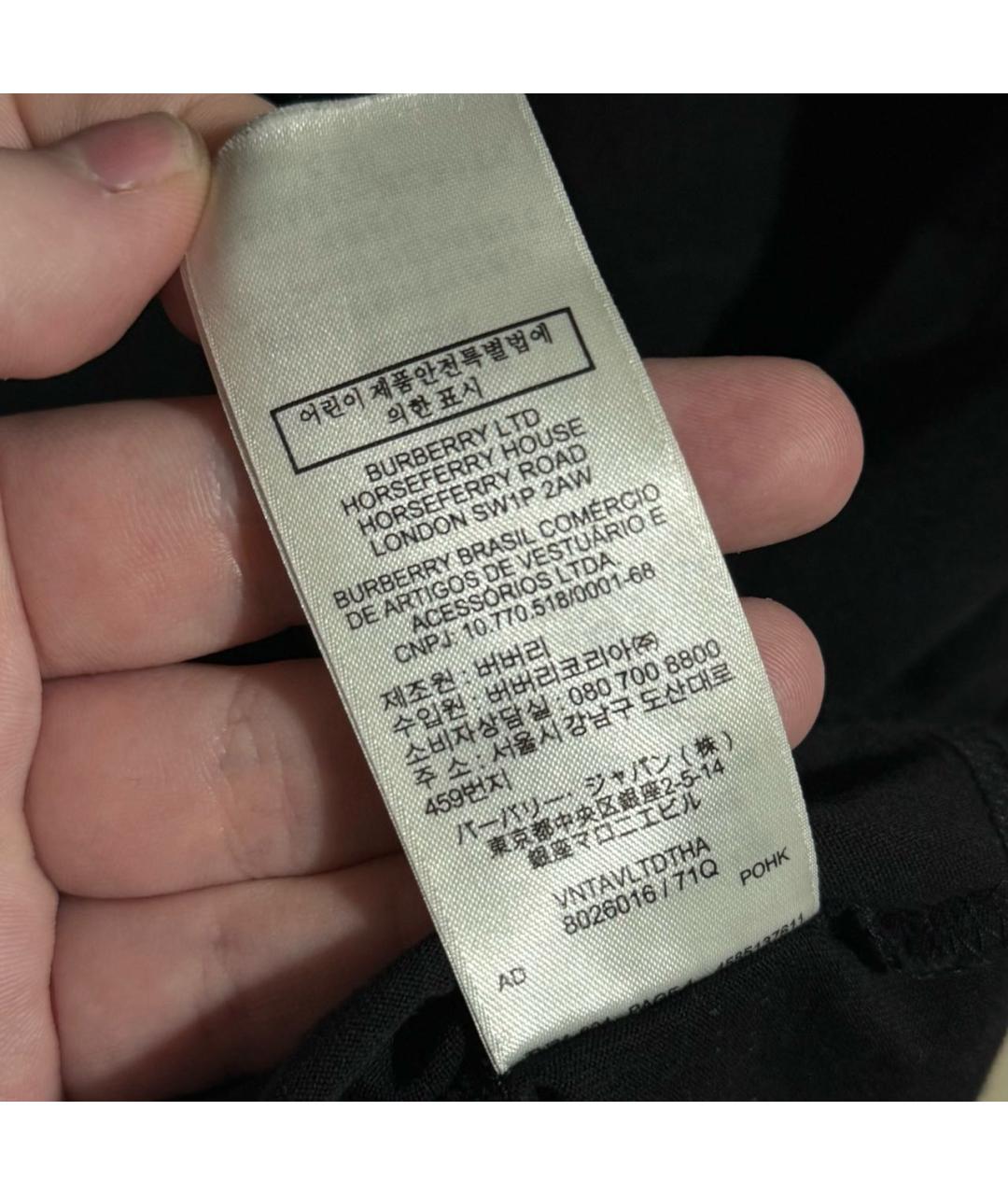 BURBERRY Черная хлопковая футболка, фото 5