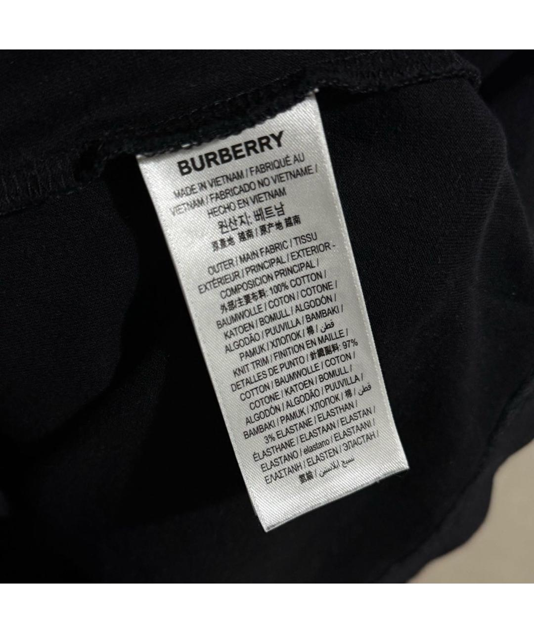 BURBERRY Черная хлопковая футболка, фото 4